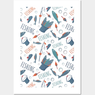 Fishing pattern Posters and Art